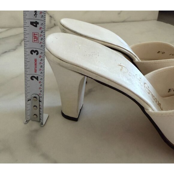 DANIEL GREEN Vintage Cream Satin Rosette Slippers Heels Sz 7 NEW NWOB - Picture 5 of 9